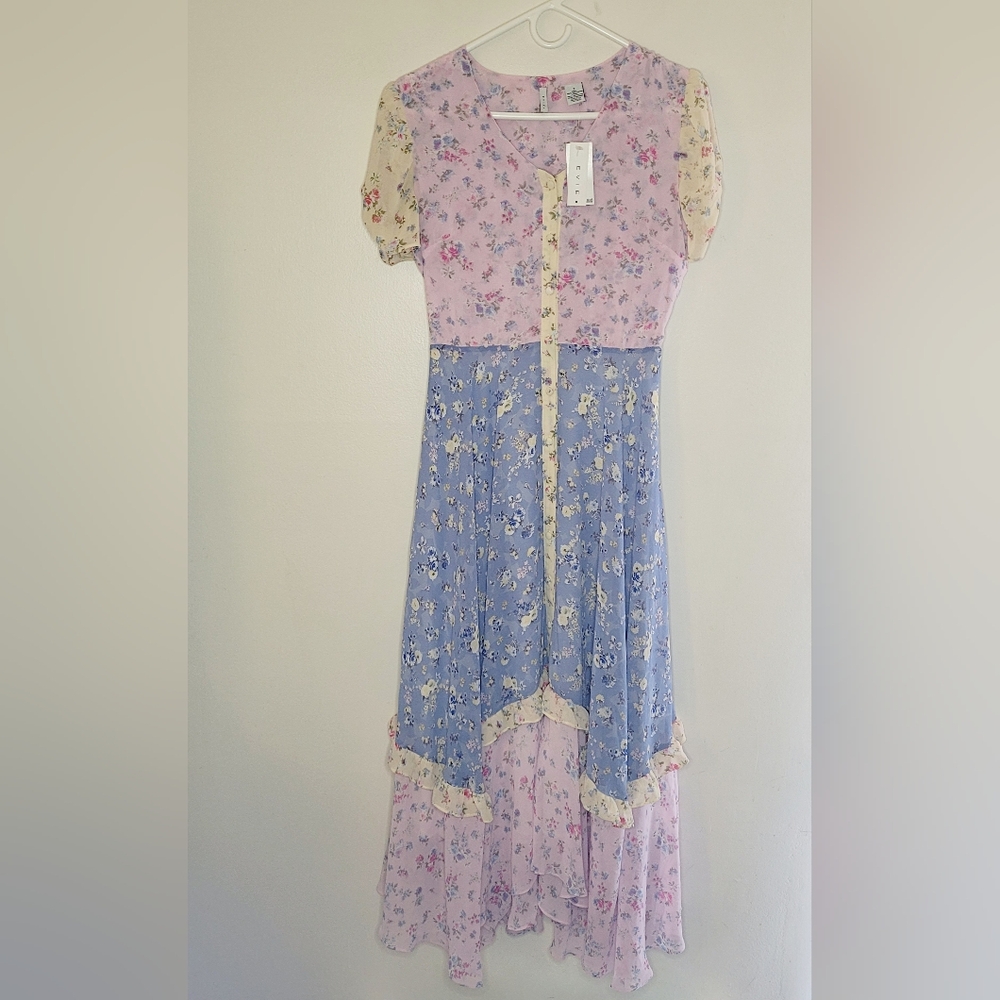 Evie Dress Womens Small Patchwork Milkmaid Peasants Romantic Cottagecore Boho